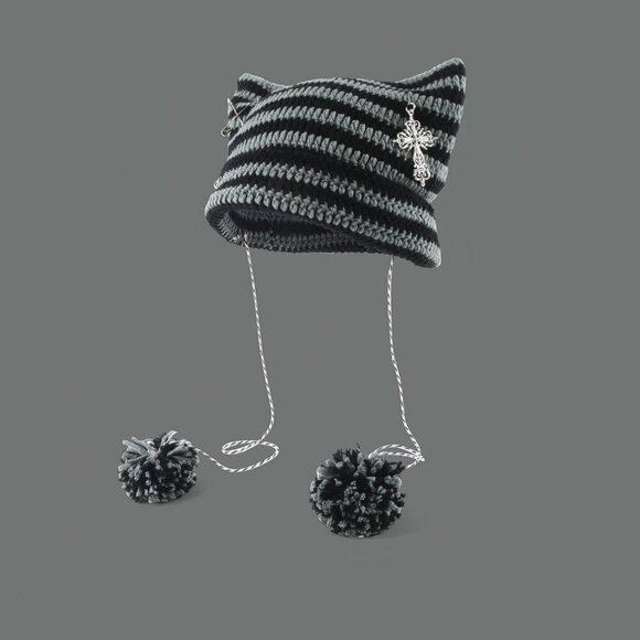 Crochet Beanie Hat Women Vintage Slouchy Y2K Accessories Knit Hat
